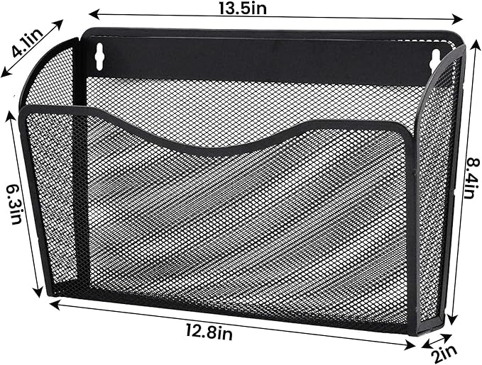 6 Pack Wall File Organizer, Mesh Hanging Metal Vertical Wall Mounted File Holder - Image 2