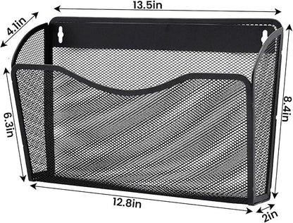 6 Pack Wall File Organizer, Mesh Hanging Metal Vertical Wall Mounted File Holder - Image 2