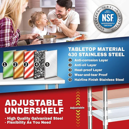 DuraSteel 24x24 NSF Stainless Steel Cart Work Table - Image 3