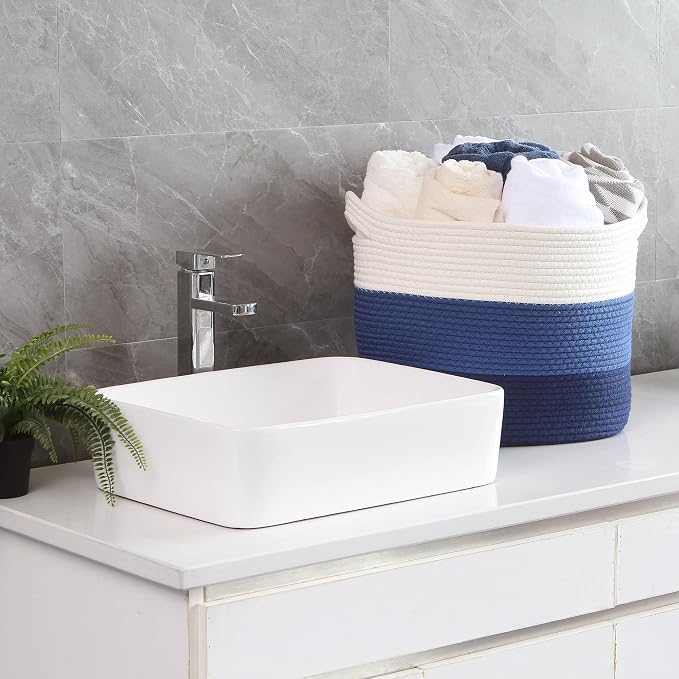 Sea Team Oval Large Cotton Rope Woven Storage Basket - Image 3