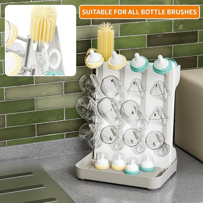 SuoXing Vertical Baby Bottle Drying Rack, Space Saving Countertop Baby Drying - Image 4