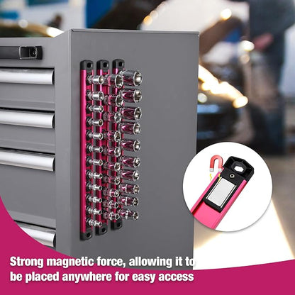 WORKPRO Magnetic Socket Organizer, 1/2-Inch Drive Aluminum Alloy Socket Rail - Image 3