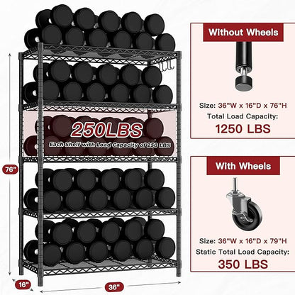 PrimeZone 3 Packs 36" W x 16" D x 79" H Wire Storage Shelves - Image 3