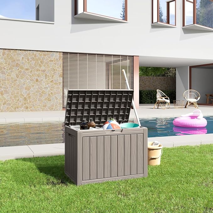 45 Gallon Large Deck Box, Resin Outdoor Storage Box - Image 6