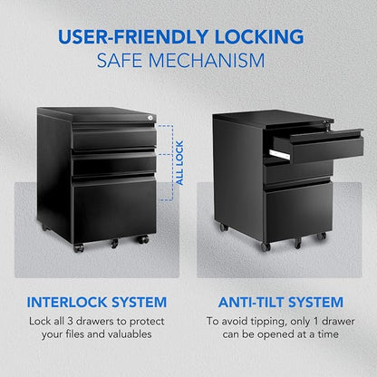 FLEXISPOT 3-Drawer Mobile File Cabinet - Image 2