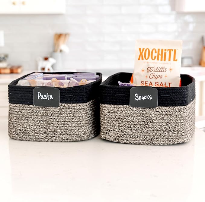 NaturalCozy Storage Baskets 16.8”x13”x7.6” Cotton Rope Woven Baskets - Image 9