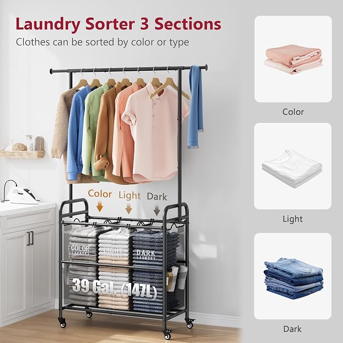 Tajsoon Laundry Sorter Cart - Image 4