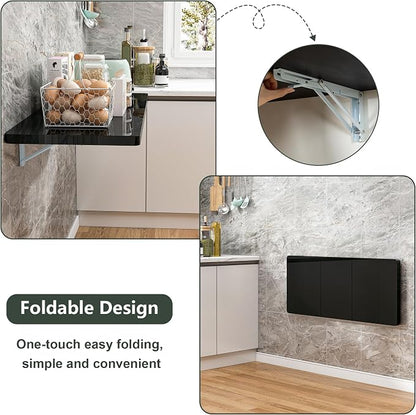 Clikuutory Wall Mounted High Gloss Folding Table 39.4" L x 19.7" W, Laundry - Image 4