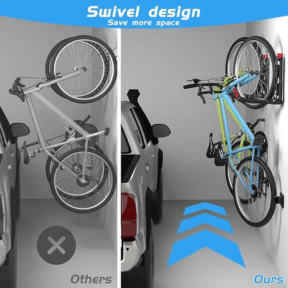 WALMANN BIKEPAL No Lifting Wall Mount Swivel Bike Rack, Vertical Bike Wall - Image 4