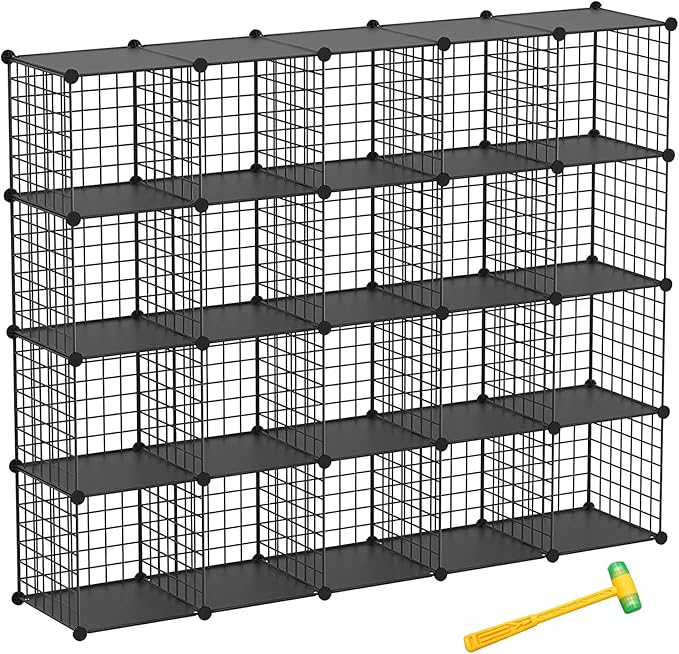 TUMUCUTE Wire Cube Storage Organizer, 20-Cube Metal Storage Shelves Bookshelf by Worththetrustofeverycusto