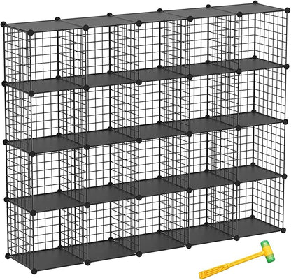 TUMUCUTE Wire Cube Storage Organizer, 20-Cube Metal Storage Shelves Bookshelf by Worththetrustofeverycusto