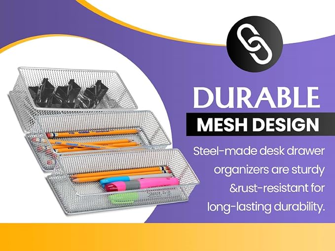 YBM HOME Silver Mesh Drawer Organizer and Storage - Image 5