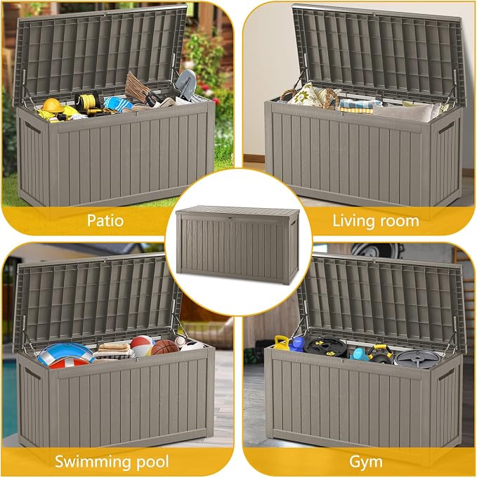 200 Gallon Deck Box, Resin Outdoor Indoor Waterproof Storage Box, Lockable - Image 9