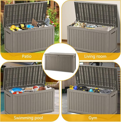 270 Gallon Deck Box, Resin Outdoor Indoor Waterproof Storage Box, Lockable - Image 8