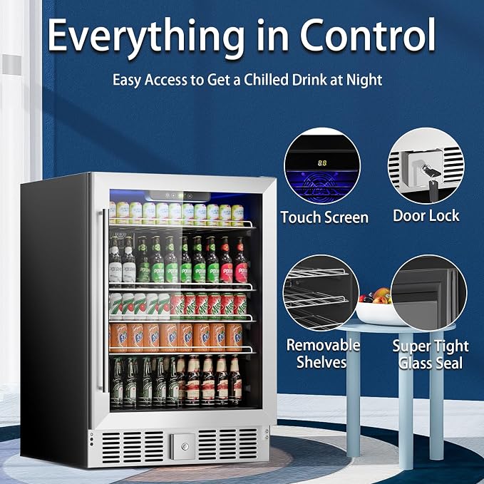 Beverage Refrigerator Cooler, 182 Can Mini Fridge Glass Door - Image 2