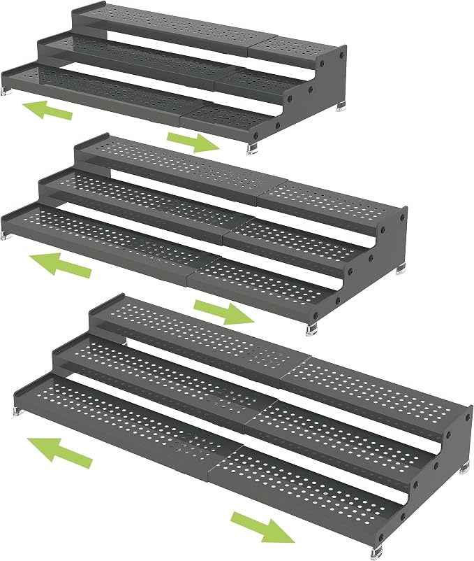 Metal Spice Rack Organizer for Cabinet, 3 Tier Expandable Spice Storage Shelf by JOJOCROSSHIGHQUALITYLIFE