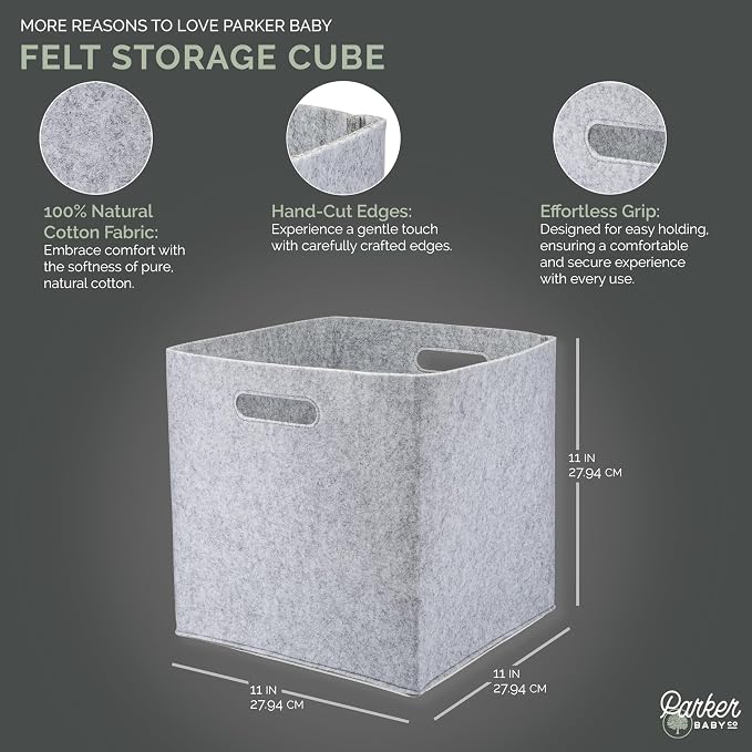Parker Baby Felt Foldable Storage Cube - Image 2