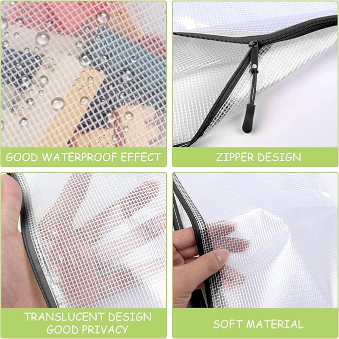 24pcs Mesh Zipper Pouches, A3 Size 17 x 12 inches Waterproof Black Zipper Bags - Image 3