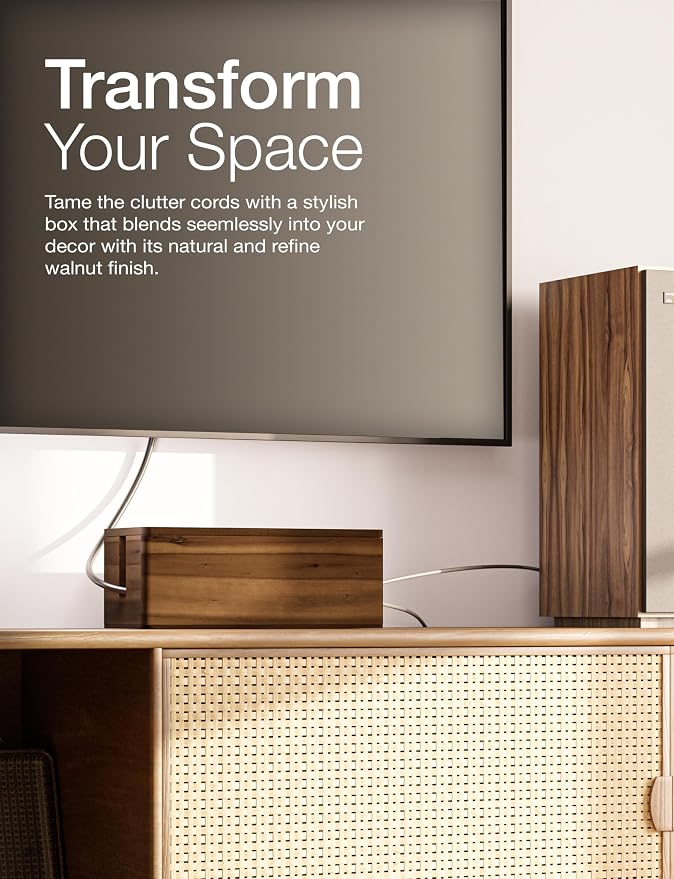 Acacia Wood Large Cable Management Box Round Edge - Image 6