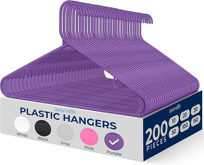 SereneLife 200 Pack Plastic Hangers, Space-Saving Closet Organizers, Durable by SereneLife