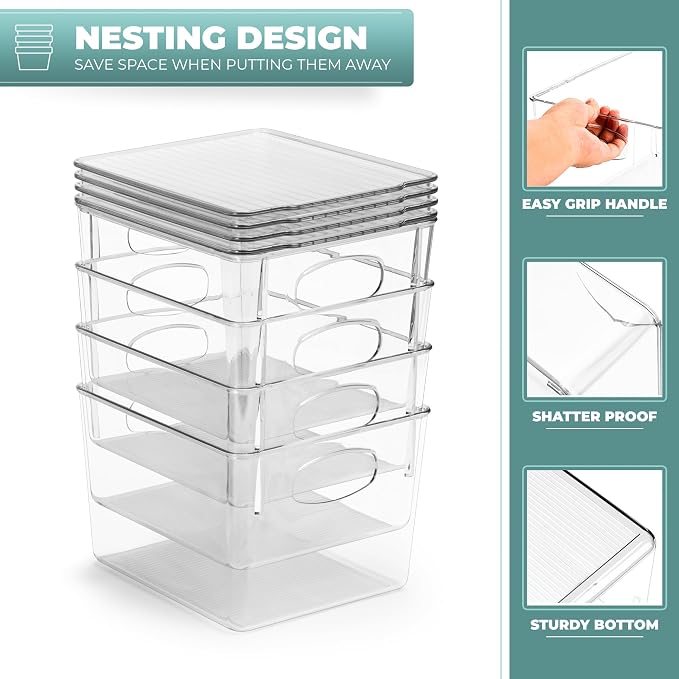 Sorbus Medium Clear Plastic Storage Bins - Image 6
