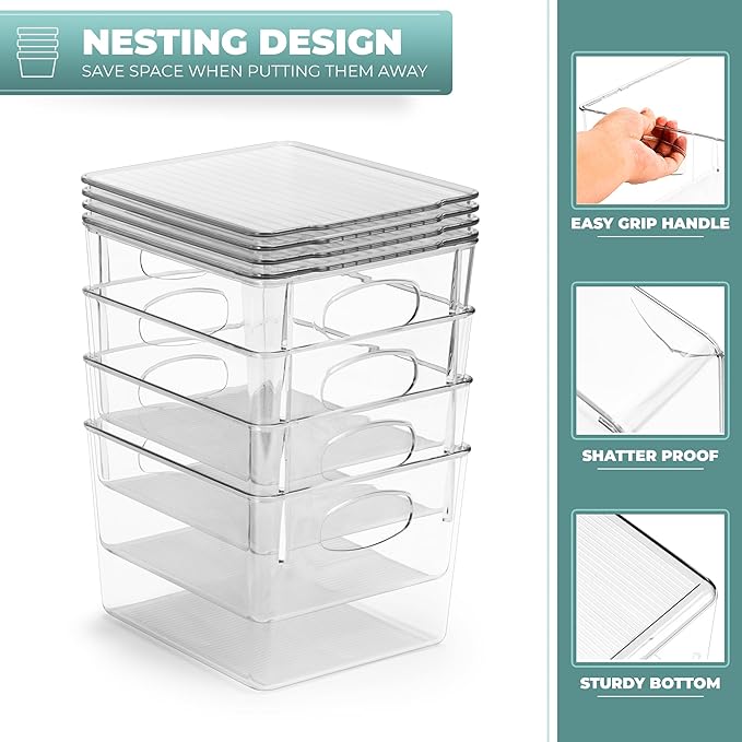 Sorbus Small Clear Plastic Storage Bins - Image 6