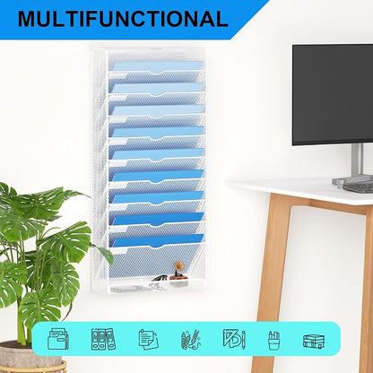 Hanging Wall File Organizer 10 Tier Wall Mounted File Holder Document Wall - Image 6