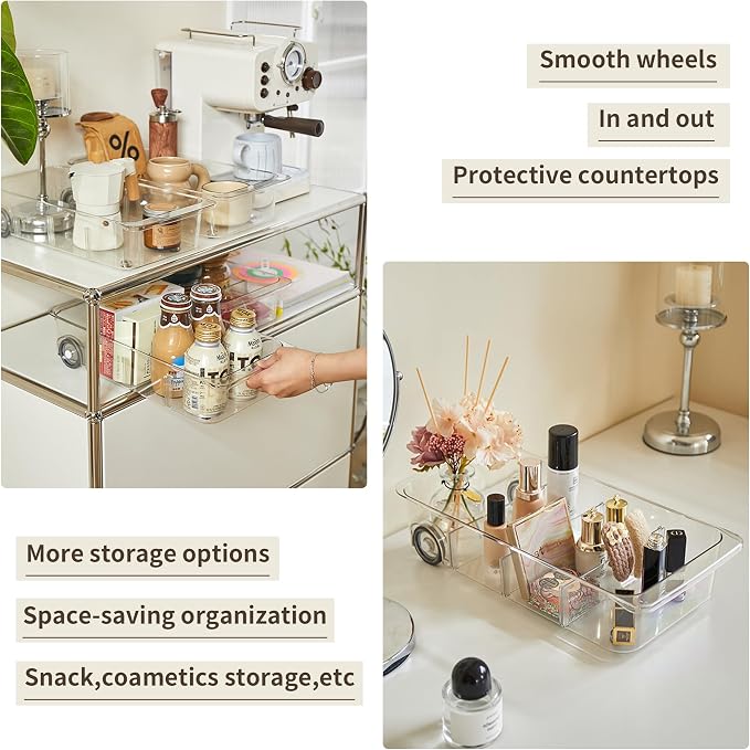 Attelite 3 Pack Fridge Organizer on Wheels, Roll Out Refrigerator Organizers - Image 6