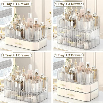 DASITON Makeup Organizer with Drawers and Rotating Makeup Brush Holder - Image 5