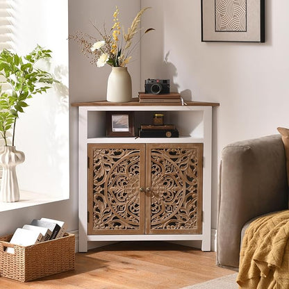 Boho Corner Cabinet, Narrow Organizer by Ahokua