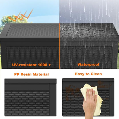 320 Gallon Resin Deck Box, Lockable Patio Outdoor Storage Box - Image 4