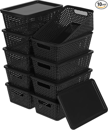 Plastic Storage Baskets With Lid, Storage Bins by Anywish