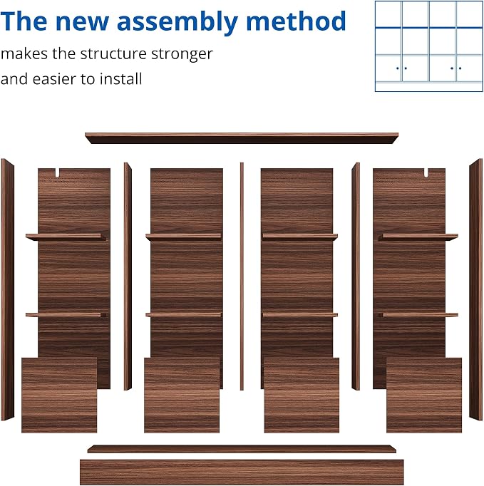 Cozy Castle Brown Wood Bookcase, 12 Cube Storage Organizer Bookshelf - Image 4