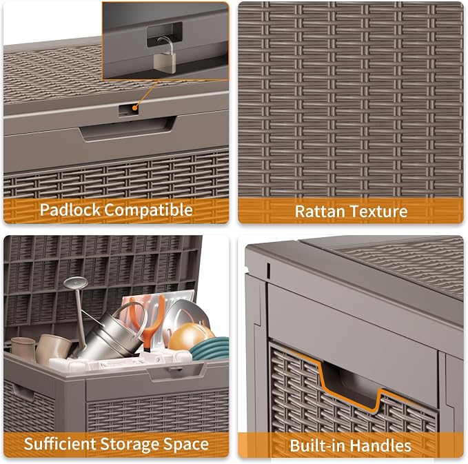 30 Gallon Resin Deck Box, Lockable Patio Outdoor Storage Box - Image 4
