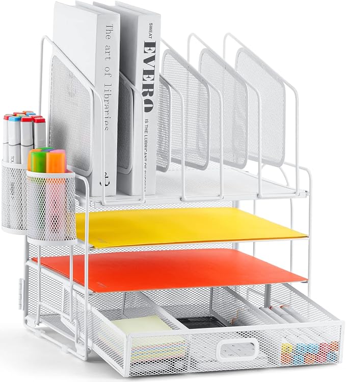 Marbrasse Desk Organizers, 4-Tier Mesh Desk File Organizer by Marbrasse