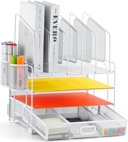 Marbrasse Desk Organizers, 4-Tier Mesh Desk File Organizer by Marbrasse