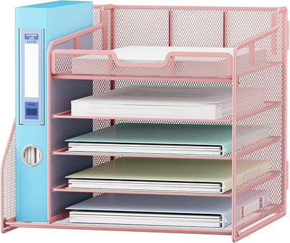 Lavatino Desk Organizer, 5-Tier Metal Mesh Paper Letter Tray - Image 2