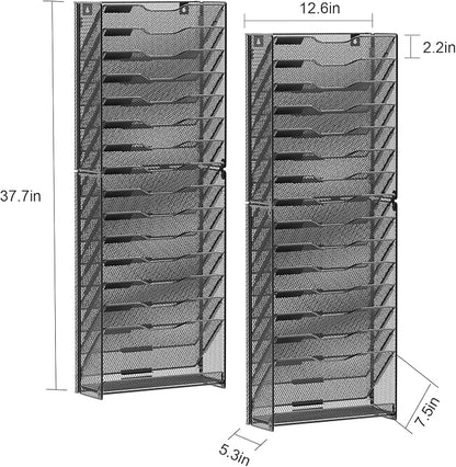samstar 2 Pack 16 Tier Wall File Organizer Hanging Wall File Holder Wall Mount - Image 2