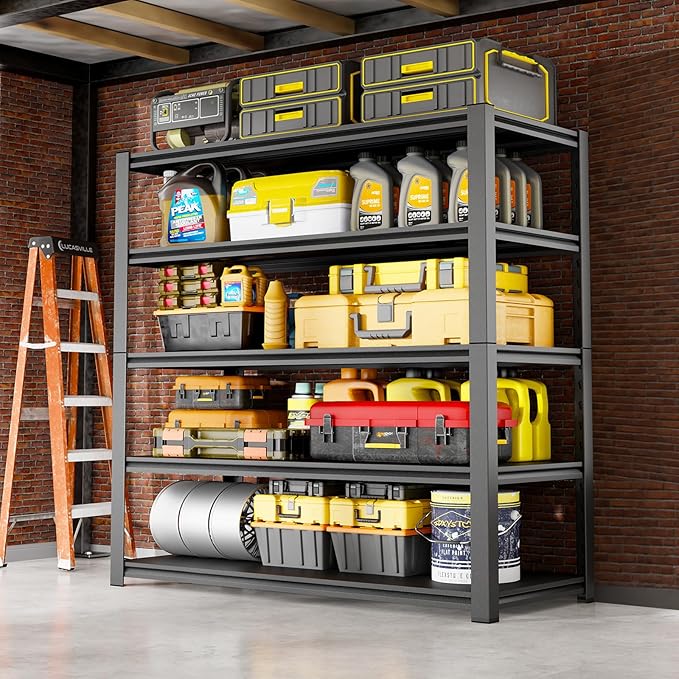 72''H Garage Shelving Heavy Duty, 2500LBS Storage Shelves, 5-Tier Adjustable - Image 2