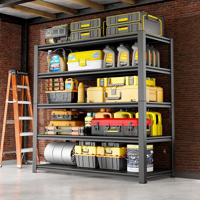 72''H Garage Shelving Heavy Duty, 2800LBS Storage Shelves, 5-Tier Adjustable - Image 2