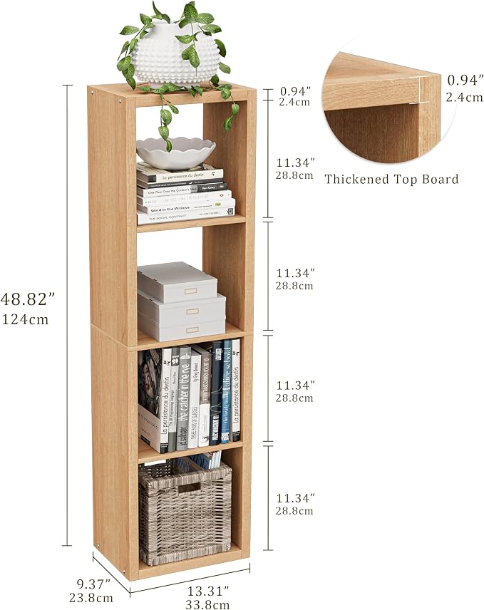Cube Storage Organizer Bookcase, Small 4 Tier 11 inch Open Back Cubical Shelf - Image 3