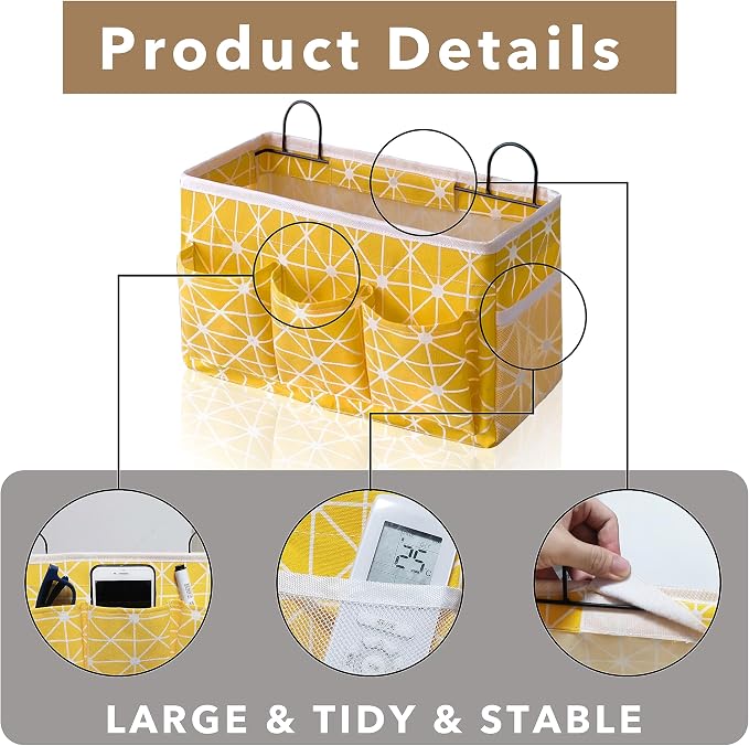 2pcs 3-pockets Large Wall Hanging Organizer Bag, Linen Fabric Door Hanging - Image 5