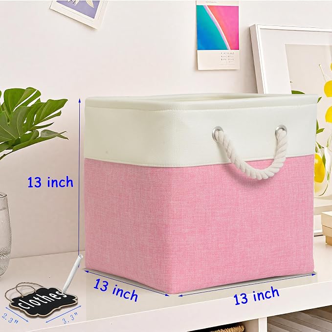 13 Inch Cube Storage Bins, Fabric Storage Cubes - Image 3