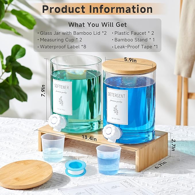 Glass Laundry Detergent Dispenser - 120 Oz Liquid Detergent - Image 3