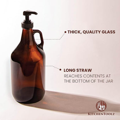 Half Gallon Glass Pump Dispenser Bottle, Large Jug - Image 5