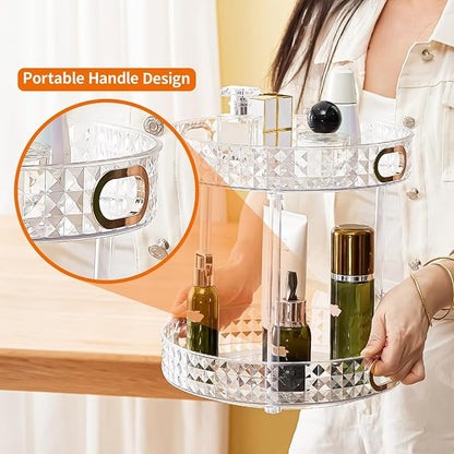 360° Rotating Makeup Organizer, 2 Tier Large Perfume Organizers - Image 5