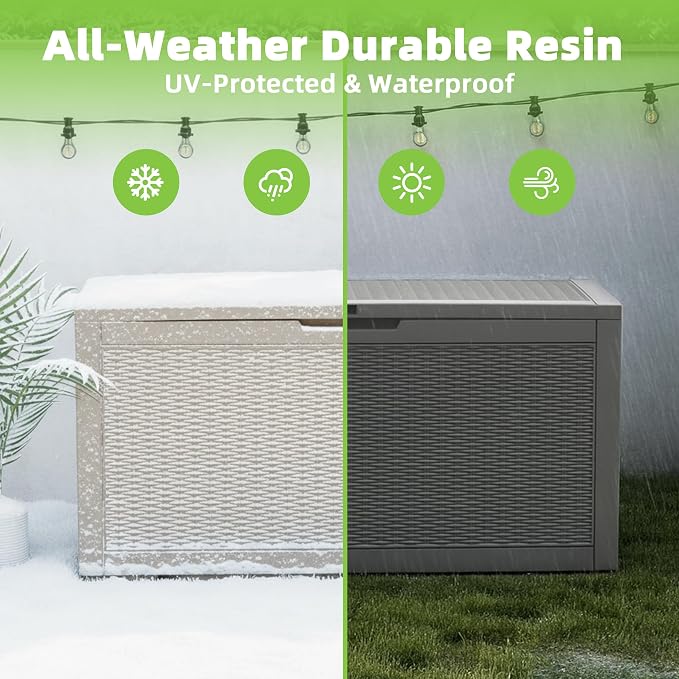 EasyUp 150 Gallon Outdoor Storage Box Waterproof, UV Resistant Resin Deck Box - Image 3
