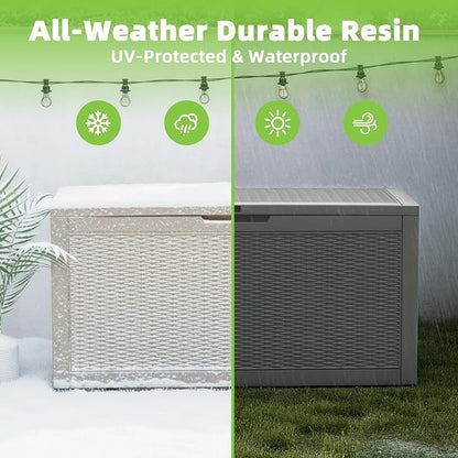EasyUp 120 Gallon Outdoor Storage Box Waterproof, UV Resistant Resin Deck Box - Image 4