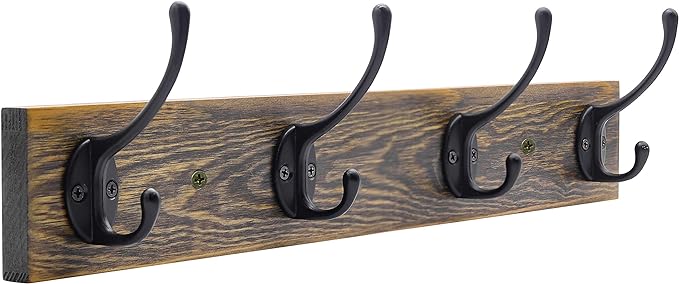 IBosins Wall Mounted Coat Rack, Entryway Hanging, Metal Wood Rack by IBosins