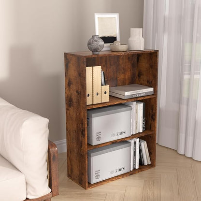 Wooden 3 Cube Storage Organizer, 3 Tier Low Bookcase Storage Display Organizer - Image 2